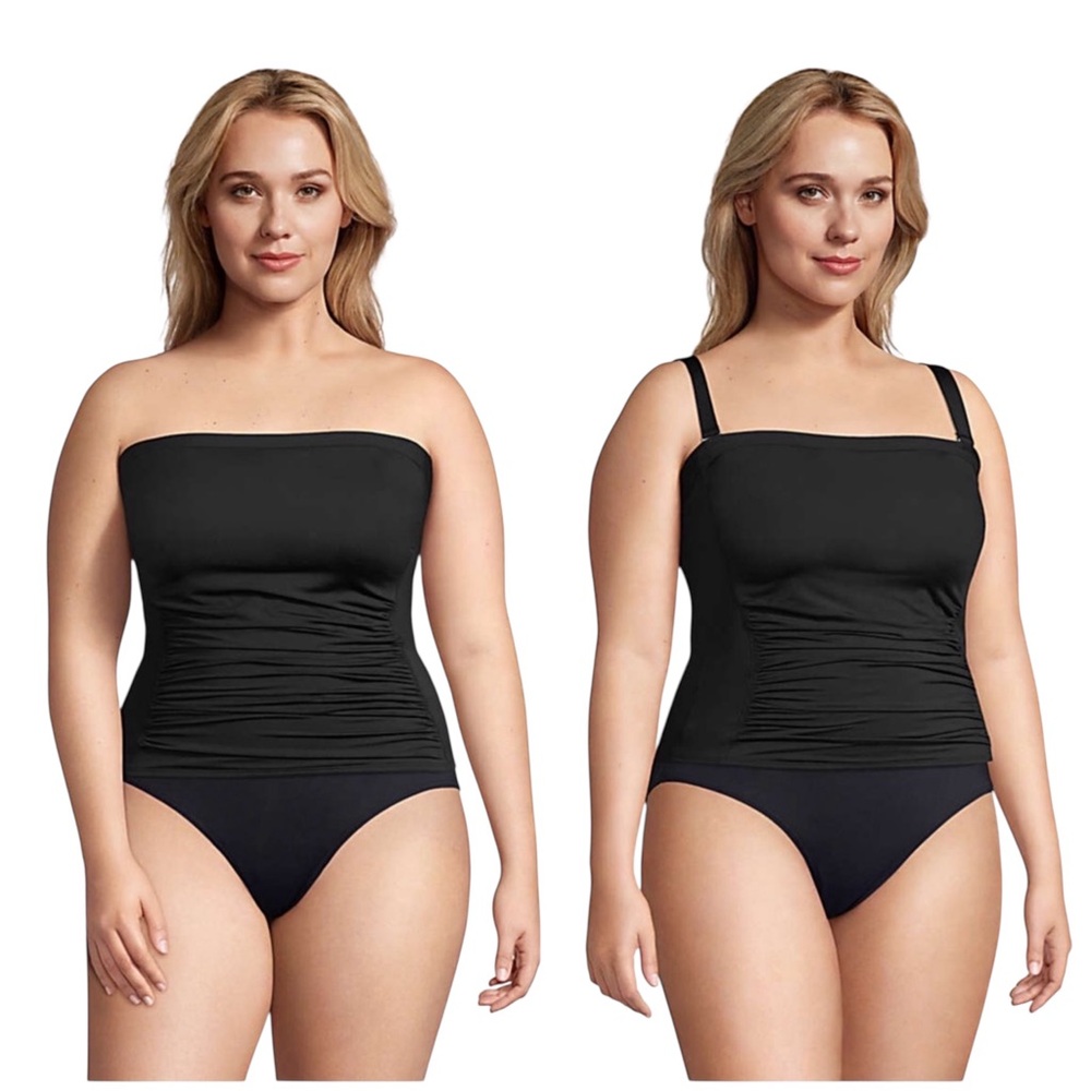 Lands' End Bandeau Ruched Tankini Top Size 16